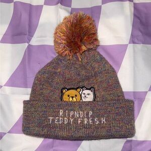 Teddy Fresh x RipnDip colorful knit pompom beanie